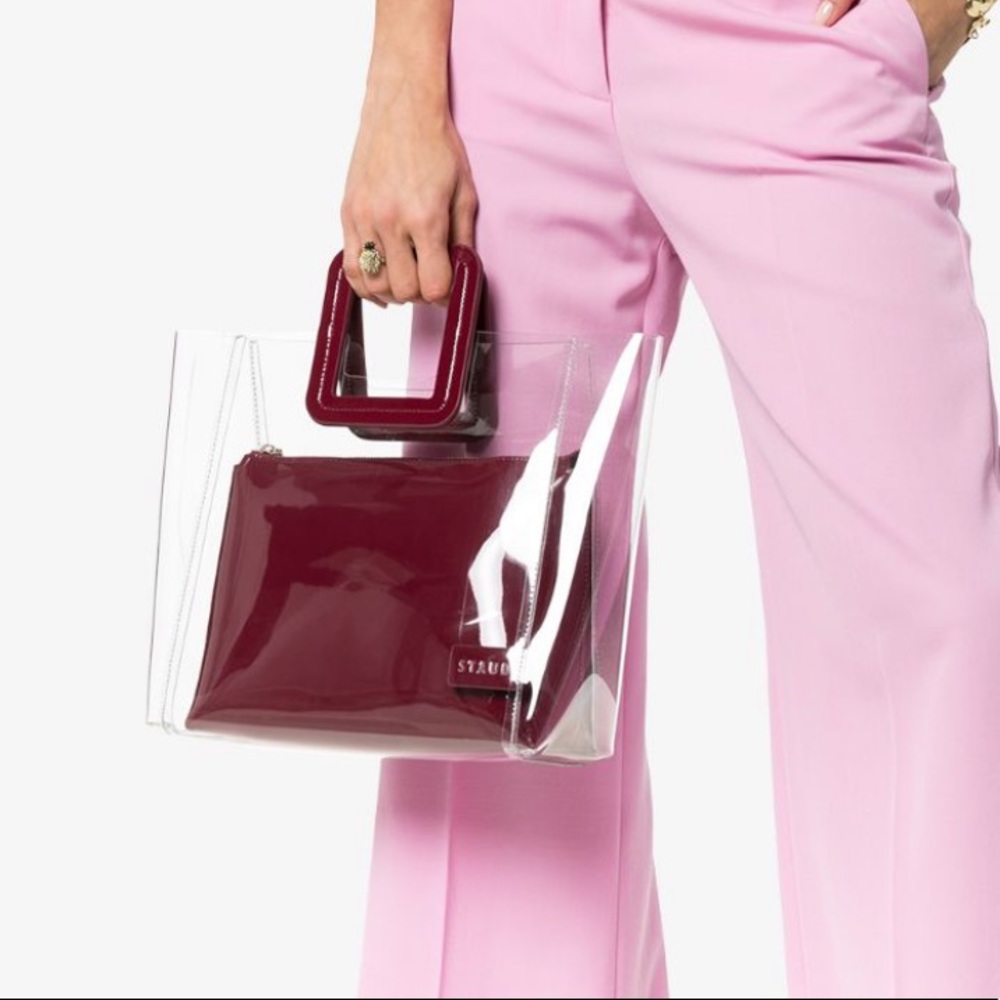 Staud • Burgundy Shirley Leather PVC Bag - Picture 2 of 7